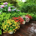 thumbnail image 6 of 12 Bundles Artificial Outdoor Flowers,UV Resistant Fake Violets Flowers with stems Plastic Faux Flowers Greenery Plants for Outdoor Hanging Plants Garden Porch Window Box Decor  (Red), 6 of 15