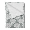 thumbnail image 2 of Dahlia Soft Flannel Fleece Blanket, Soft Toned Bloom Petals Motifs Floral Stems Essence Retro Flourish Design, Cozy Plush for Indoor and Outdoor Use, 50" x 70", Pale Grey and White, by Ambesonne, 2 of 5