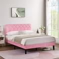 thumbnail image 4 of VECELO 3-Piece Pink Bedroom Set with Full Upholstered Bed Frame and 2 Nightstands, 4 of 10