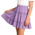 thumbnail image 5 of NAISIBABY Girls Tiered Skirt, High Rise Casual Flowy A-Line Ruffles Summer Pleatd Mini Skirt Purple Size 10-12, 5 of 6