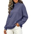 thumbnail image 4 of yardsong Women's Oversized Sweatshirts Color Block Turtleneck Pullover Tops Mock Neck Long Sleeve Loose Sweater Fall Fashion Outfit Purple,XL, 4 of 6
