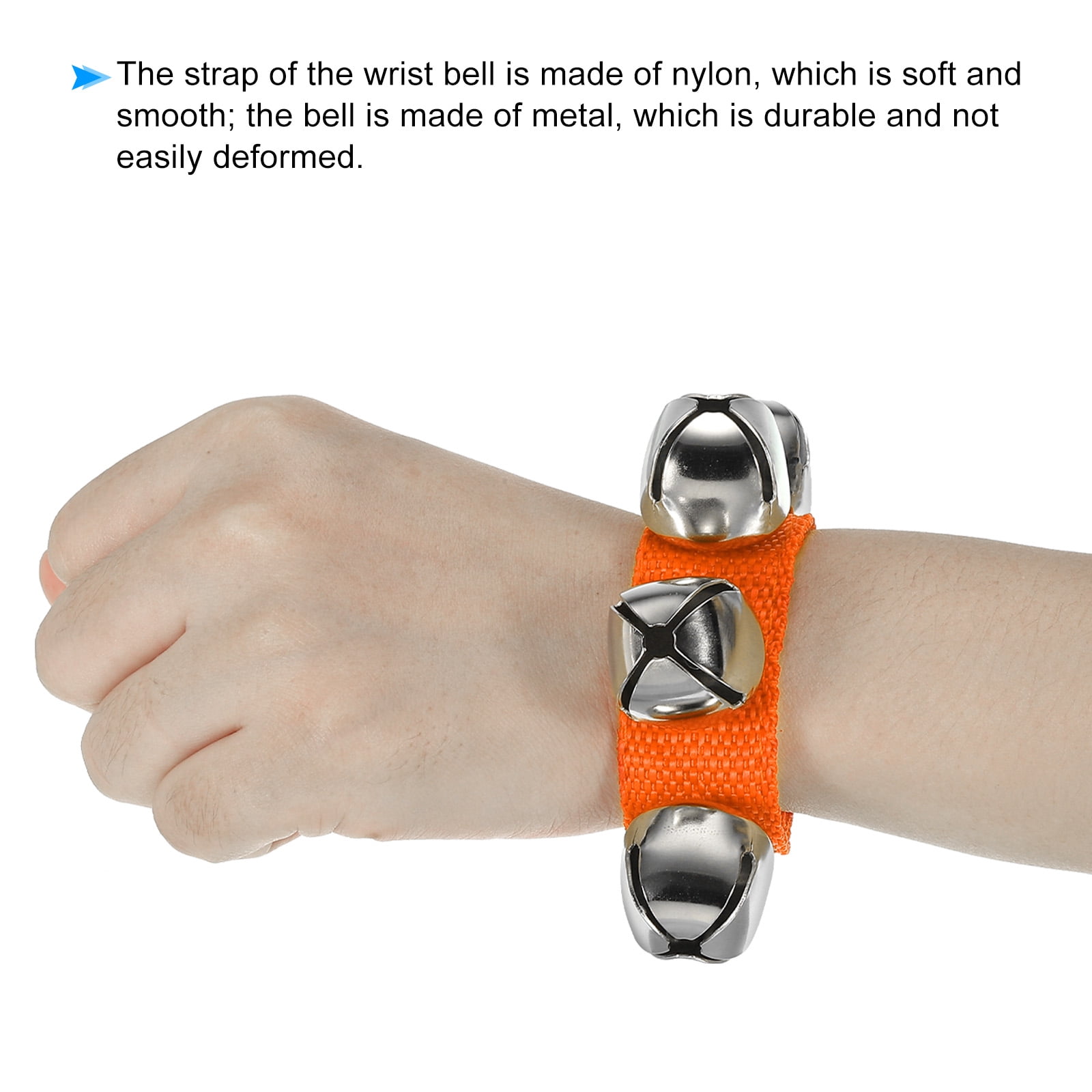 12pcs Wrist Bells, Jingle Bells Ankle Bells Percussion Instruments Musical Rhythm for Party Christmas, Orange