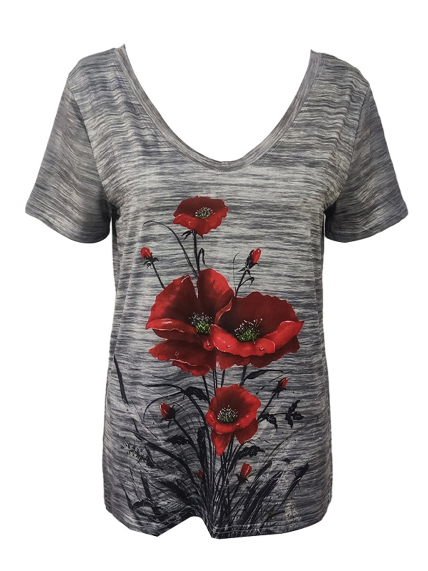 Niuer - Niuer Short Sleeve V Neck Tops 