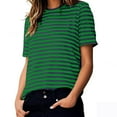 thumbnail image 4 of Striped Tops for Womens，Womens Scooped Neck Tees Short Sleeve Shirts Quick Dry Ultra Soft Textured Tunics Blouses Comfort Casual Blouses Beach Vacation Tees Shirts 2025 Summer, 4 of 6