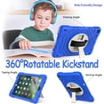 thumbnail image 3 of BMOUO Case for iPad 9.7 2018/2017/iPad Air 2-Built-in Screen Protector 360 Rotating Stand & Hand & Shoulder Strap Kids Case for iPad 9.7 Inch 2018 (6th Generation)/2017 (5th Generation)/Air 2, Blue, 3 of 8