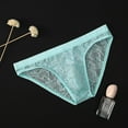 thumbnail image 2 of Mens Lace Transparent Thin Sexy Underwear Mesh Breathable Light Blue XXL, 2 of 3