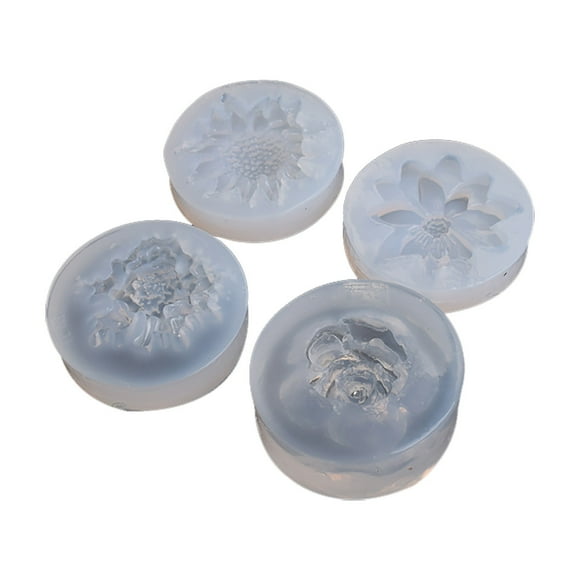 QIDESHIP Hand-Made Cake Molds one Each Of Sizes 87, 88, 89, and 90, Abs Dessert Molds, 4 Molds, 4Pcs Flower Epoxy Resin Kits Camellia Sunflower Rose Pendant Jewelry Making Tools for Home Decor