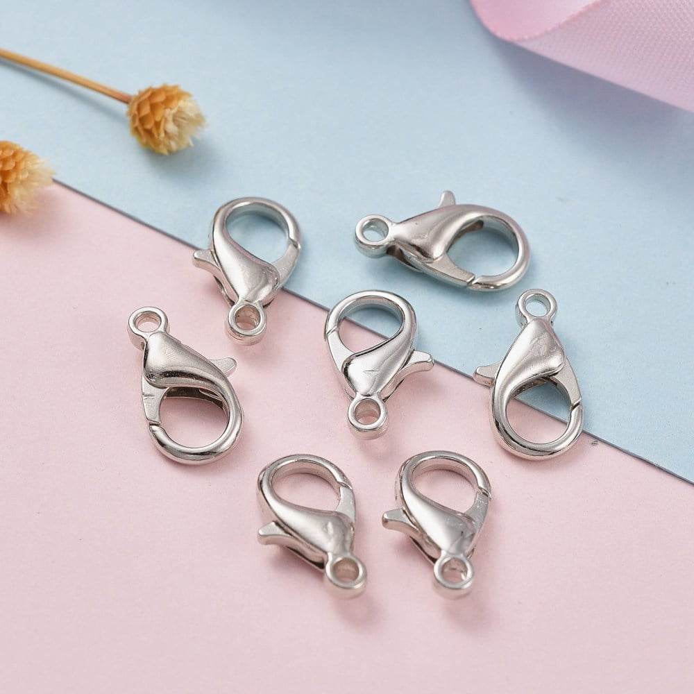 Zinc Alloy Lobster Claw Clasps Parrot Trigger Clasps Cadmium Free & Nickel Free & Lead Free Platinum 14x8mm Hole: 1.8mm