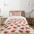 thumbnail image 3 of Ambesonne Fruits Quilted Bedspread Set 2 Pcs, Watercolor Watermelons, Twin Size, Cream Red Jade Green, 3 of 6
