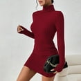 thumbnail image 4 of New Sexy Mini Dress For Women Autumn Black Solid Turtleneck Long Sleeves Sheath Dress Club Elegant Bodycon Party Dresses Female, 4 of 8