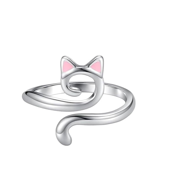 Product Rings 2 | Product Yarn Ring Cat Kitty Ears Adjustable Size Crochet Ring Beginner Knitting Crocheting Crochet Tension Regulator Tool Finger Ring Silver Ring Cat