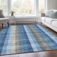 thumbnail image 6 of HomeRoots 676457 9 x 12 ft. Denim Blue, Gray & Beige Plaid Washable Machine Made Rectangle Area Rug with UV Protection, 6 of 9