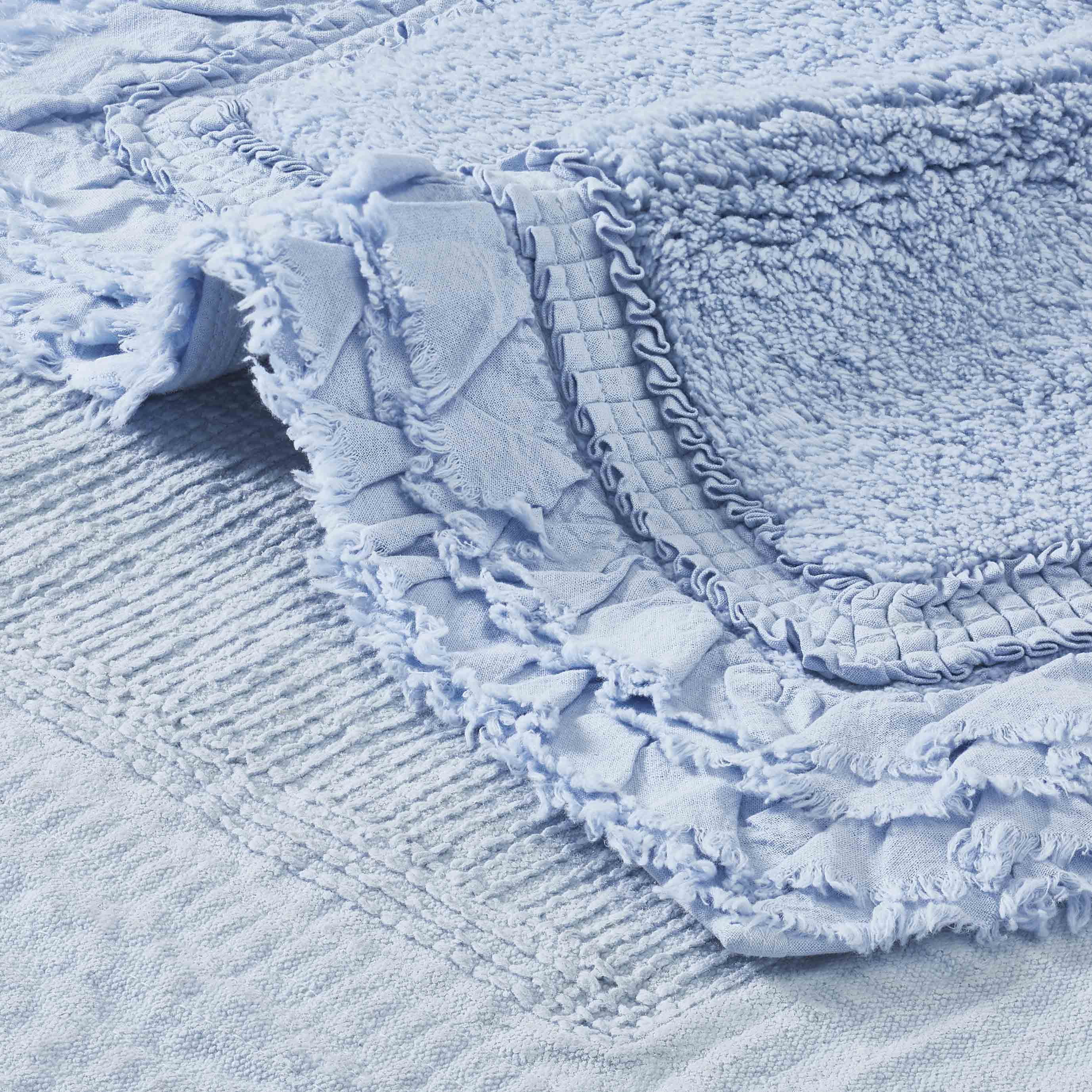Simply Shabby Chic Ruffle Bath Rug, Blue Rush, 20 x 30