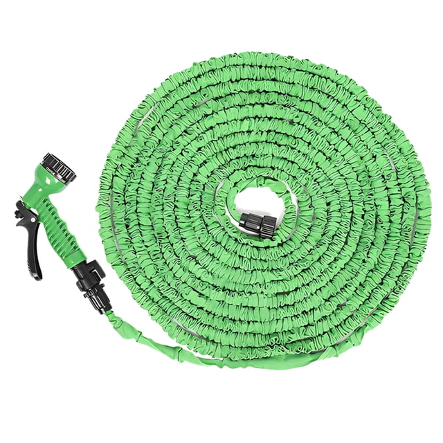 Manguera de jardín flexible, retráctil y extensible, telescópica, con boquilla rociadora multifunción incluida para jardinería y lavado de autos, 30 m, verde