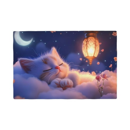 

Placemats Set of 4 Dreamy Kitten Moonlight Place mats for Dining Table Indoor/Outdoor Cute Heat Resistant Washable Table Mats(18 x 12 )