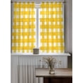 thumbnail image 4 of Yellow Plaid Curtains 54 Inch Length,Sheer Curtains for Bedroom Living Room Window Watercolor Grid Checker Gingham Farmhouse Rod Pocket Drapes Kitchen Curtains Small Half Window 42"x54" 2 Panels, 4 of 6