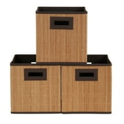 Household Essentials Storage Cubes, 3 Pack, Durable and Lightweight Bamboo Reeds, Attractive Woodgrain Texture, Decorative and Functional Design, Easy to Clean, Natural
