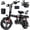 T1Plus-Black-25MPH, variant on 14 Inch Foldable Adult Electric Bicycle, 48V 10Ah 560W Motor, 3-Speed Gearing, Dual Spring Shock Absorbers, Front and Rear Led Safety Lights, Portable Design