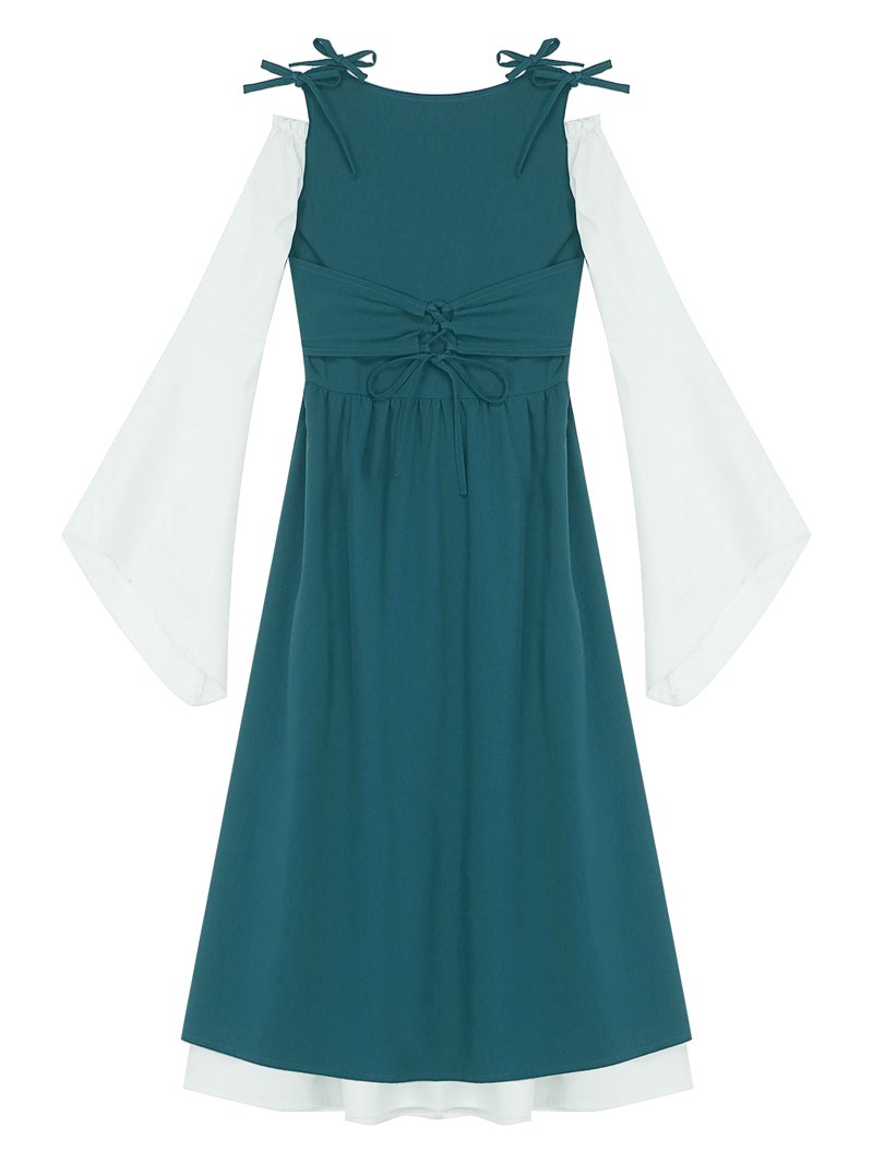 YUUMIN Girls Medieval Renaissance Maiden Dress Off Shoulder Bell Long  Sleeve Countryside Gown Green 8 - Walmart.com