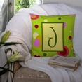 thumbnail image 3 of Carolines Treasures CJ1010-JPW1414 Letter J Initial Monogram - Green Decorative   Canvas Fabric Pillow 14Hx14W, 3 of 4