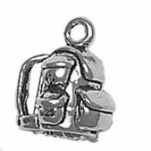 Sterling Silver 20" 1.2mm Box Chain 3D Large Backpack Shoulder Bag Pendant Necklace