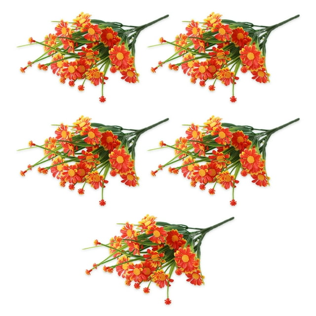 relayinert 5pcs/set Space With Artificial Daisies Realistic Appearance And Low Maintenance Sunset Red 1Set