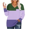 thumbnail image 2 of Agkizg Womens Fall Clothing Plus Size Womens Tops Long Sleeve Blouses Solid Color V-Neck Long Sleeve Pullover T-Shirt with Pocket for Daily Fall Winter Outfits XXXXL, 2 of 5