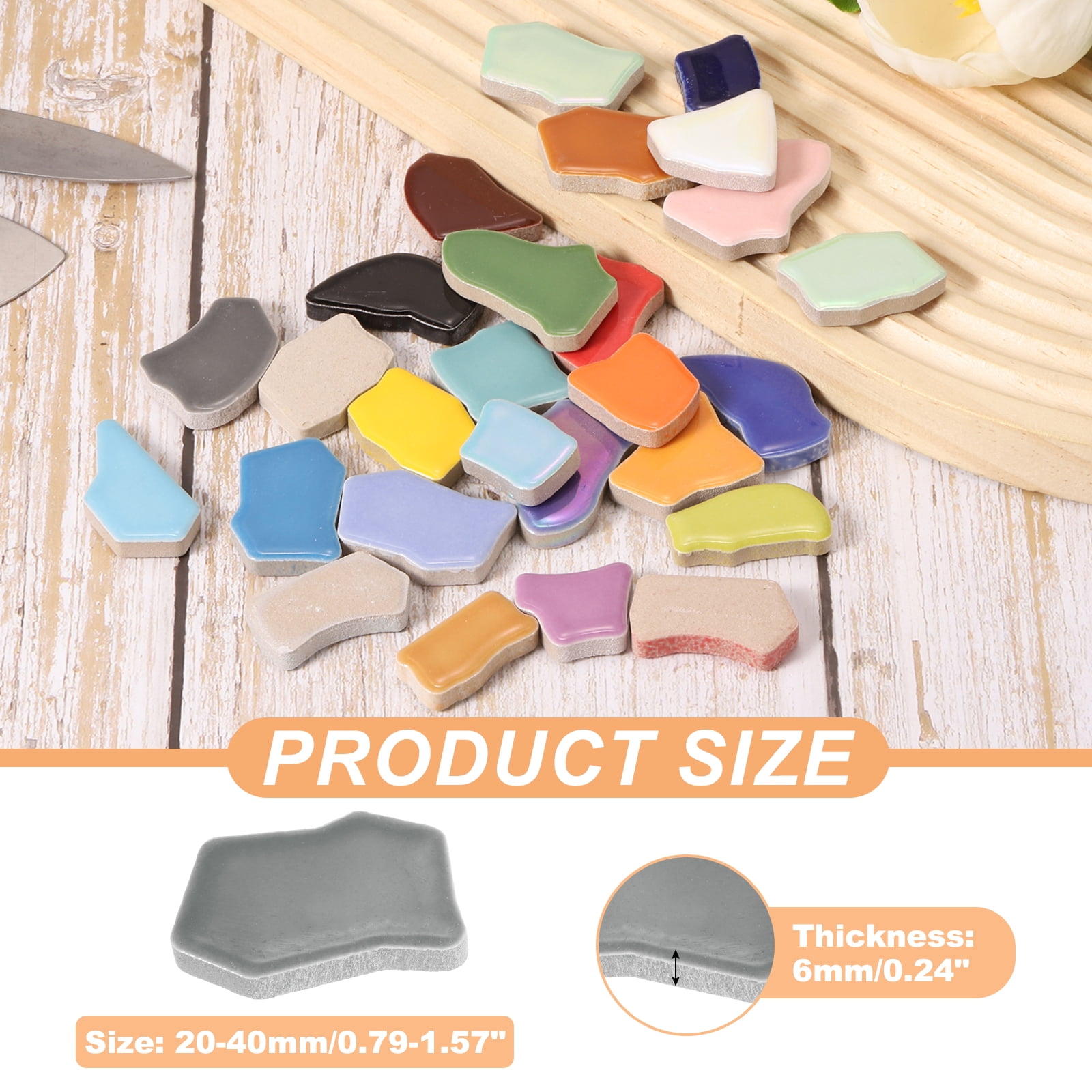 Uxcell 500g/1.1LB Irregular Ceramics Mosaic Tiles, 0.79"-1.57" Mosaic Stained Tile Broken Porcelain Pieces Stones Bulk for DIY Craft Making Vases Home Decoration, Gray