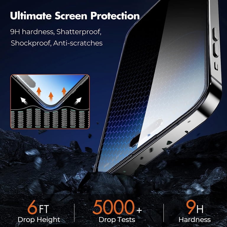 Privacy Screen Protector for iPhone 14 Pro Tempered Glass 2-Pack photo 3