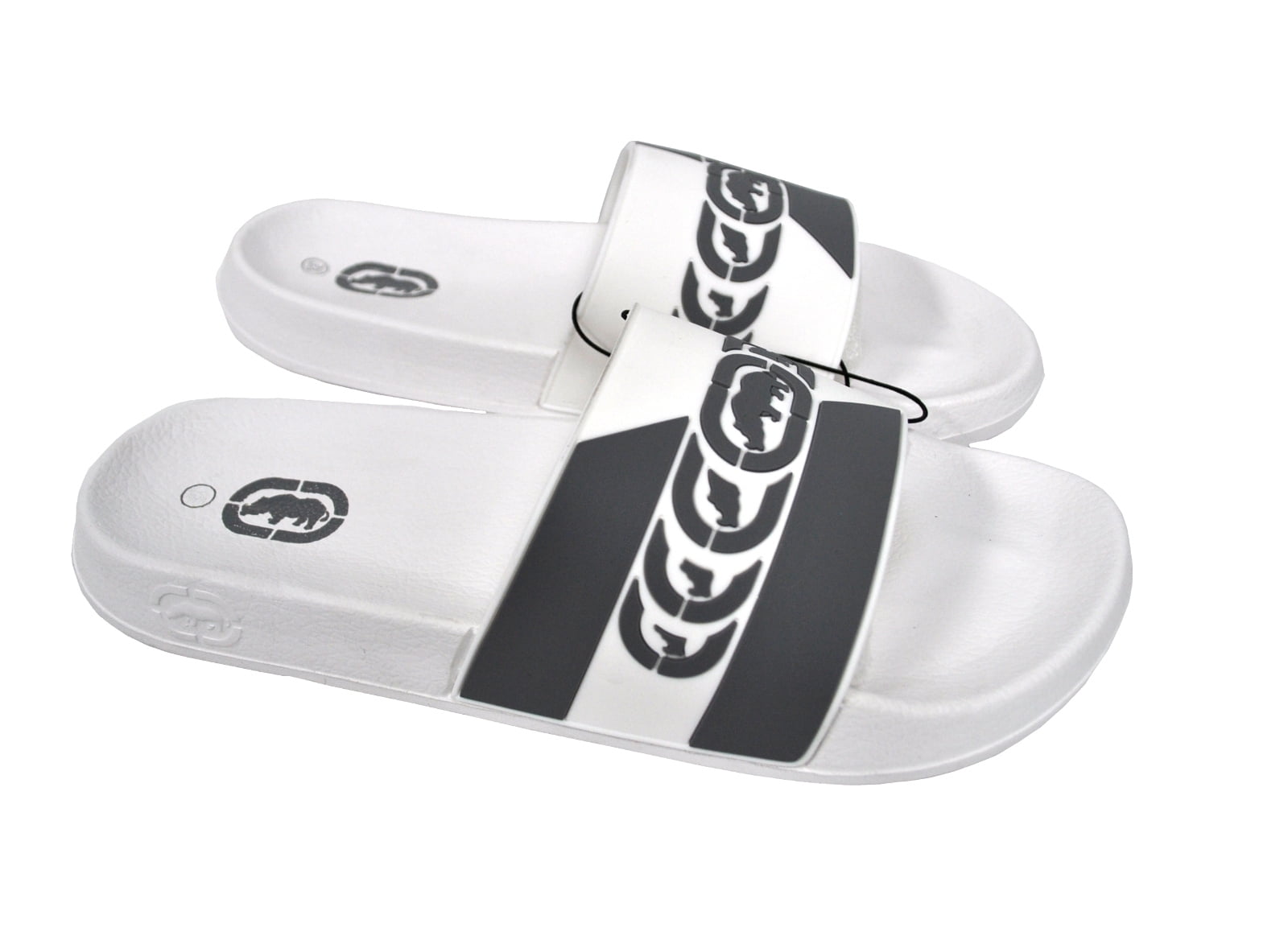 Ecko Unltd Mens Size 12 White and Grey Slip on Slide Sandals - Walmart.com