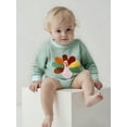 thumbnail image 4 of BemeyourBBs Baby Boy Romper Long Sleeve Turkey Embroidery Plaid Trim Bodysuit, 4 of 9