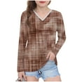 thumbnail image 3 of THDHVS Girls Long Sleeve Shirts,Long Sleeve Shirts for Girls,Girls' V-Neck Print Long-Sleeve Top Kids Pullover Casual Soft Undershirt Brown 3-4 Years, 3 of 8