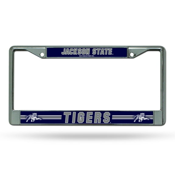 Jackson-St-Tiger's - 12" x 6" Standard Size - Chrome Metal License Plate Frame