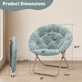 thumbnail image 2 of MoNiBloom Faux Fur Saucer Chair for Adults, Comfy Fluffy for Living Room Bedroom Dorm Apartment, with Thick Padded & Folding Metal Frame (Teal Blue), 2 of 10