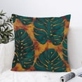 thumbnail image 3 of Teal Green Leaf Pillow Covers 18X18 Inch Summer Tropical Monstera Leaves Plant Decorative Pillow Cases Set of 2 Botanical Cotton Linen Throw Pillows Modern Home Decor For Sofa Couch Cushion Outdoor, 3 of 6