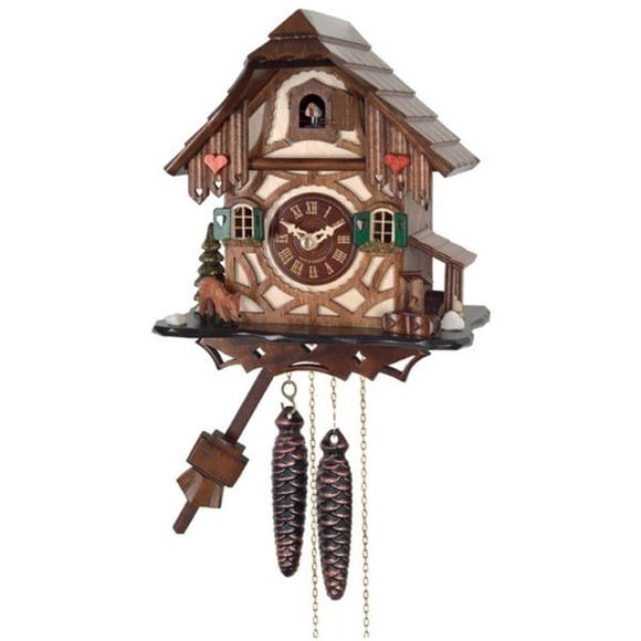 Un Jour Coucou Cottage Horloge avec Arbre de Cerf & Pompe à Eau