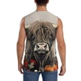 thumbnail image 4 of Lsque Butterfly Cow With Flowers Print Men's Cotton Blend Sleeveless Muscle Shirts (S-3XL)- Moisture Wicking, Odor Protection, UPF 30+,Small, 4 of 8