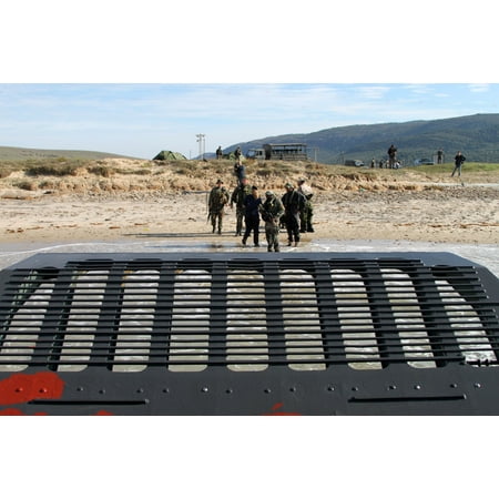 Canvas Print 151023-USAN-2994B-005 SIERRA DEL RETIN, Spain The ramp lowers on a Dutch landing craft durin Stretched Canvas 10 x