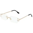 thumbnail image 1 of Gafas de sol rectangulares sin montura vintage Lentes teñidas Gafas sin marco de metal dorado Gafas de sol para mujeres Hombres, 1 of 5