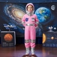 thumbnail image 3 of Pandaie Kids Astronaut Romper Outfit Boy Girl 3Pcs Sets Funny Long Sleeve Fall Winter Jumpsuit Clothes Light Pink,8-10 Years, 3 of 7