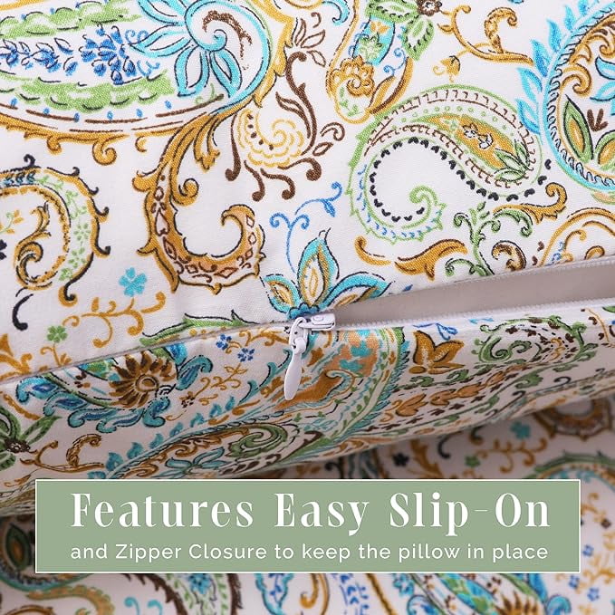 Elegant Comfort Ultra Soft Set of 2 Floral Pint Pillowcases - 1500 Hotel Quality Microfiber, Soft and Smooth Hidden Zipper Closure 2-Piece Pillow Covers - Body Pillowcase, Paisley Teal