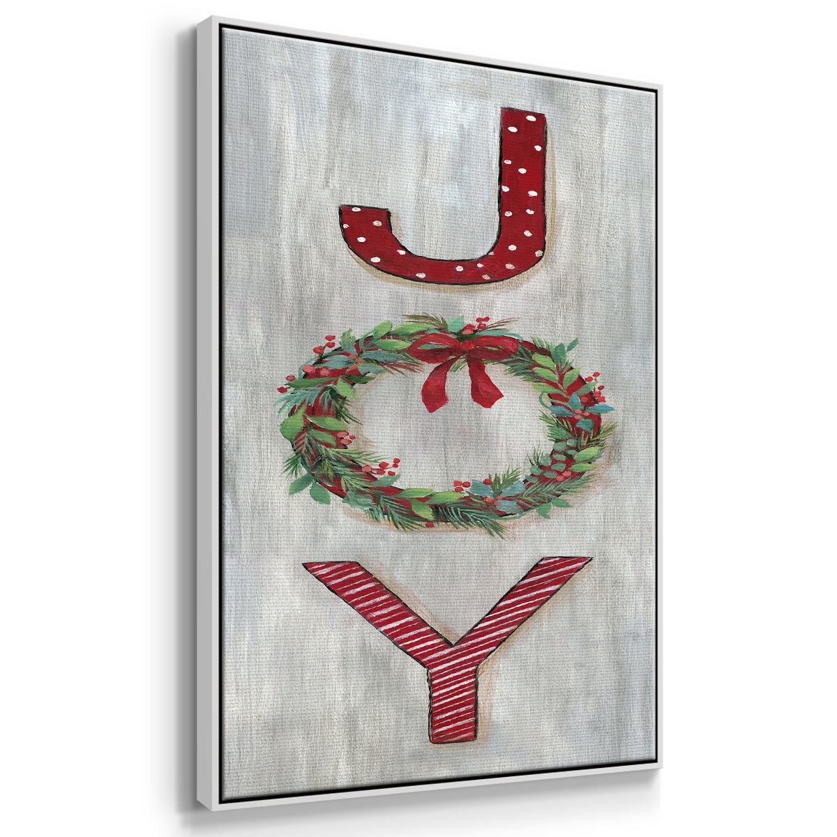 Joy - Framed Gallery Wrapped Holiday Canvas - 27 x 41 - White Frame