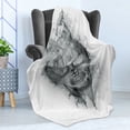 thumbnail image 4 of Skull Soft Flannel Fleece Throw Blanket, Contemporary Illustration of Smokey Grungy Dark Horror Style Devil Evil Print Art, Cozy Plush for Indoor and Outdoor Use, 70" x 90", Grey White, by Ambesonne, 4 of 5