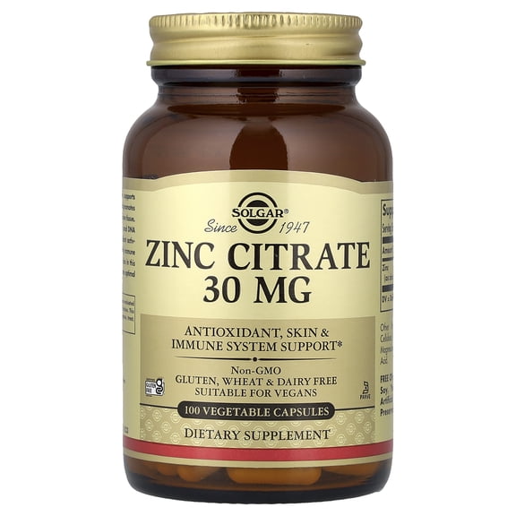 Solgar Zinc Citrate 30 mg Vegetable Capsules 1 ea