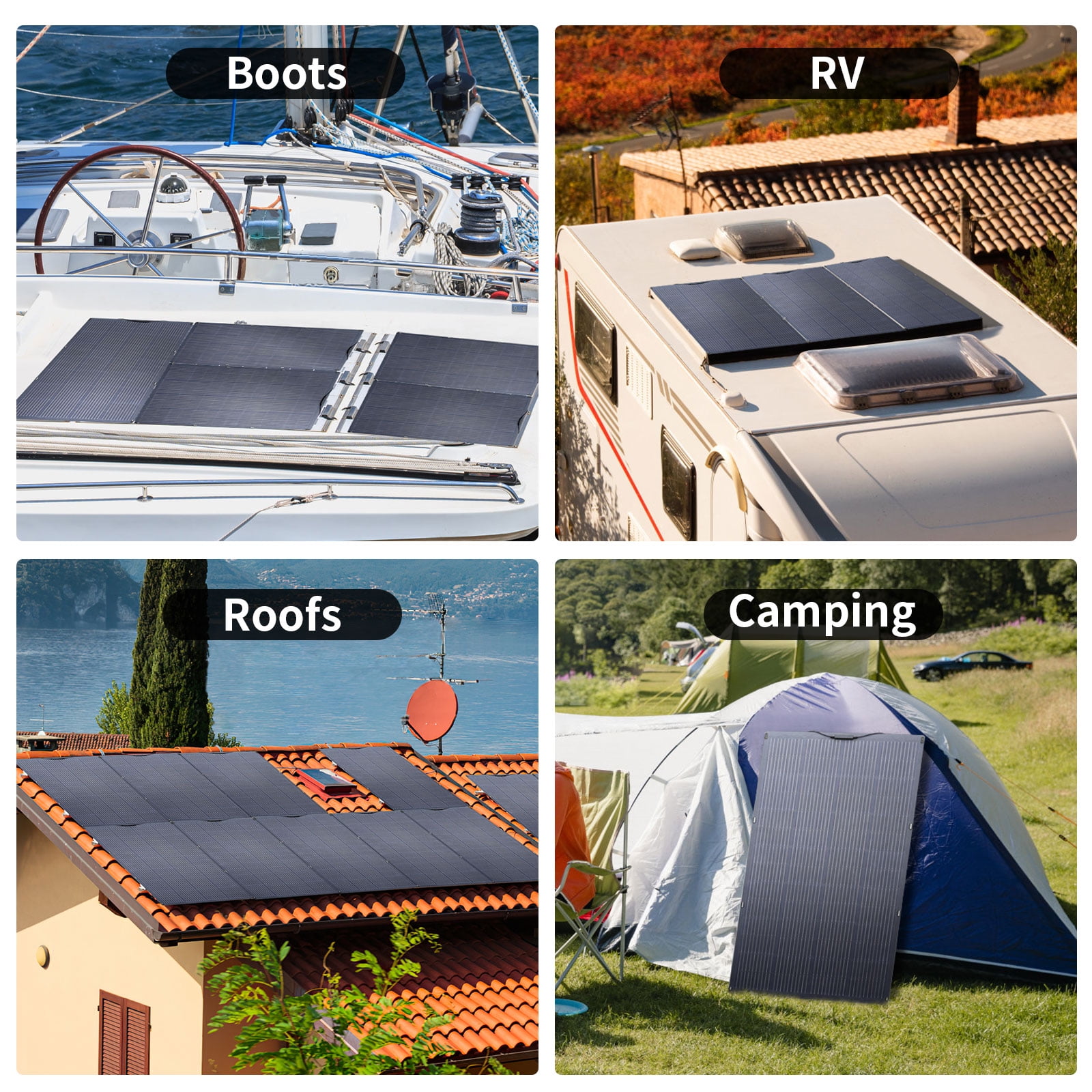 ALLPOWERS 200 Watt Solar Panel, Flexible, Monocrystalline, IP68 Waterproof, Portable Solar Panel Charger for Camping, RV, Motorhomes, Home Backup, Generator, Power Station, PV Charging