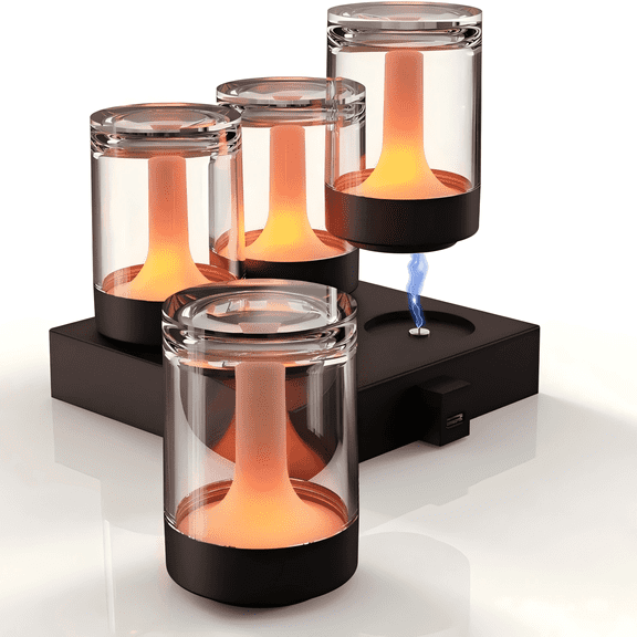 Postlucky 4-Pcs 3" LED Flameless Flickering Tea Lights with Magnetic Charging Dock,USB Charging for Home/Decor, Crystal Clear