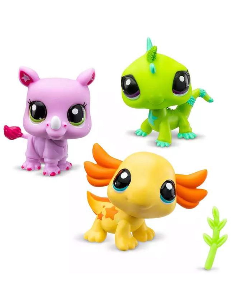 Basic Fun Littlest Pet Shop Wild Vibes Axolotl Rhino Iguana 3-Pack
