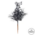 thumbnail image 3 of Vickerman 10" Gunmetal Berry Glitter Leaf Artificial Christmas Pick, 12 per Bag, 3 of 3