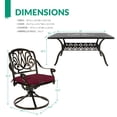 thumbnail image 2 of VIVIJASON 7-Piece Outdoor Furniture Dining Set, All-Weather Cast Aluminum Conversation Set Includes 6 Swivel Dining Chairs and a Rectangle Table with Umbrella Hole for Patio Garden Deck, Red Cushion, 2 of 7