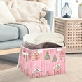 thumbnail image 3 of Yayeee Collapsible Cube Storage Bin with Lid Fabric Closet Decorative Basket with Handles, Pink Gingerbread House, 3 of 7